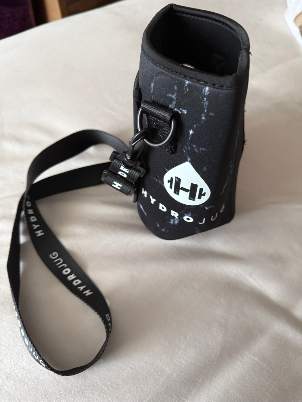 HydroJug Black Neoprene Bottle Sleeve with Branded Lanyard
